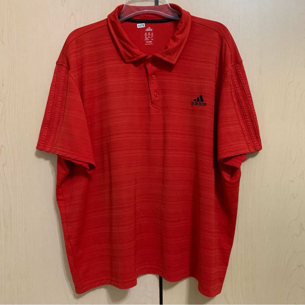 adidas Climalite Polo Shirt Men's Short Sleeve 3-Stripes Red Size 2XL ***Flaw